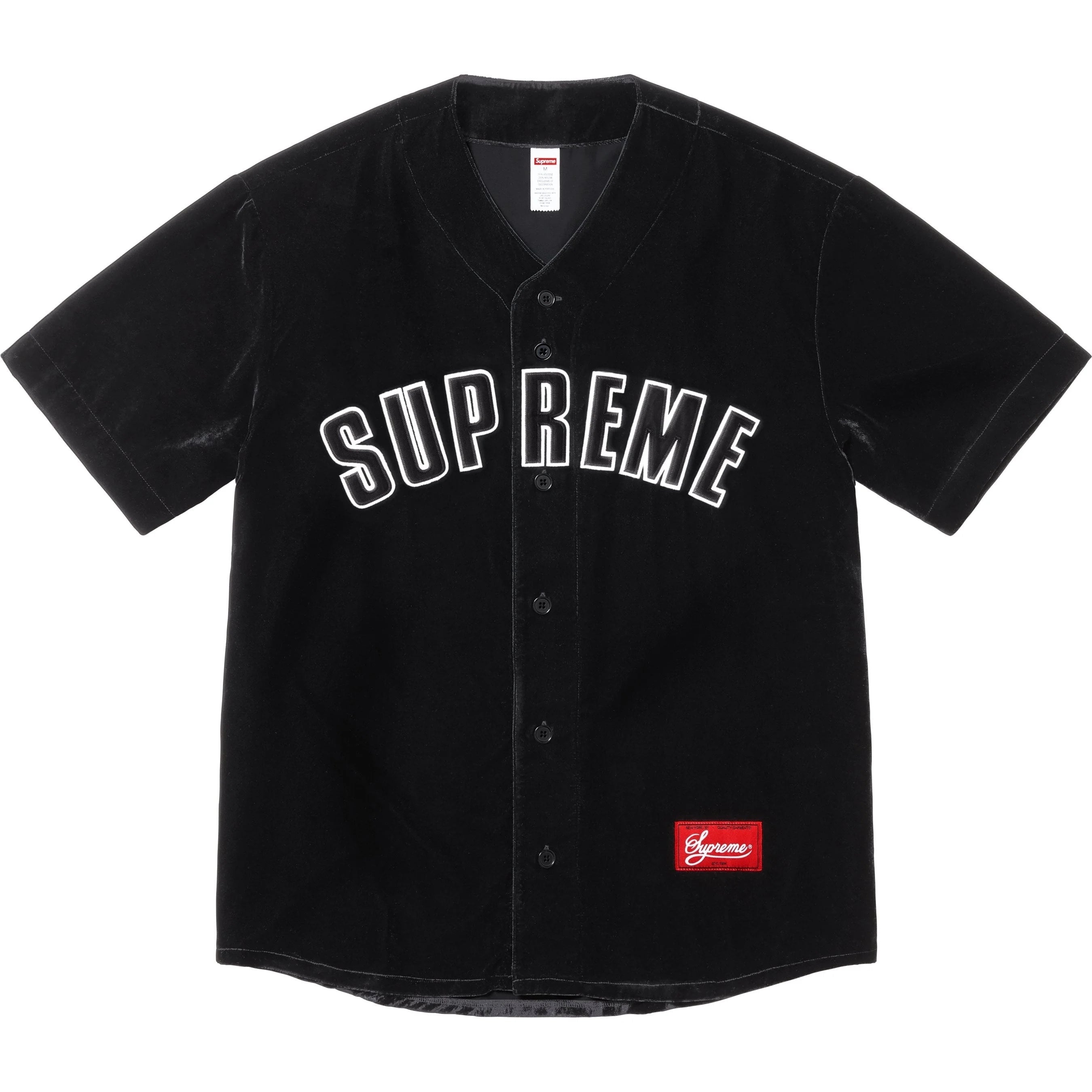 Supreme Velvet Baseball Jersey Black SS25 Size XXL