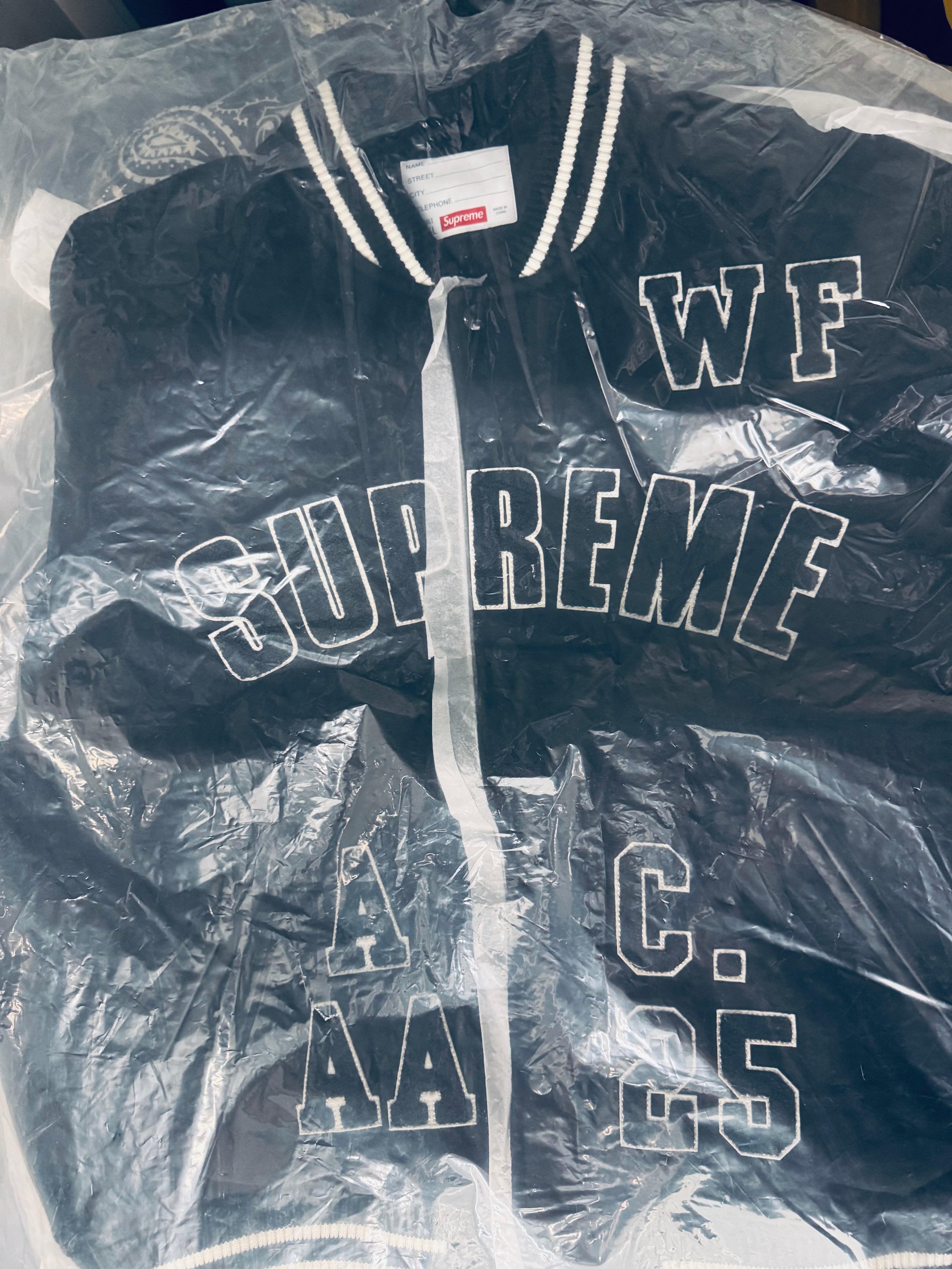 Supreme SS25 Praises Varsity Jacket – Black – XXL