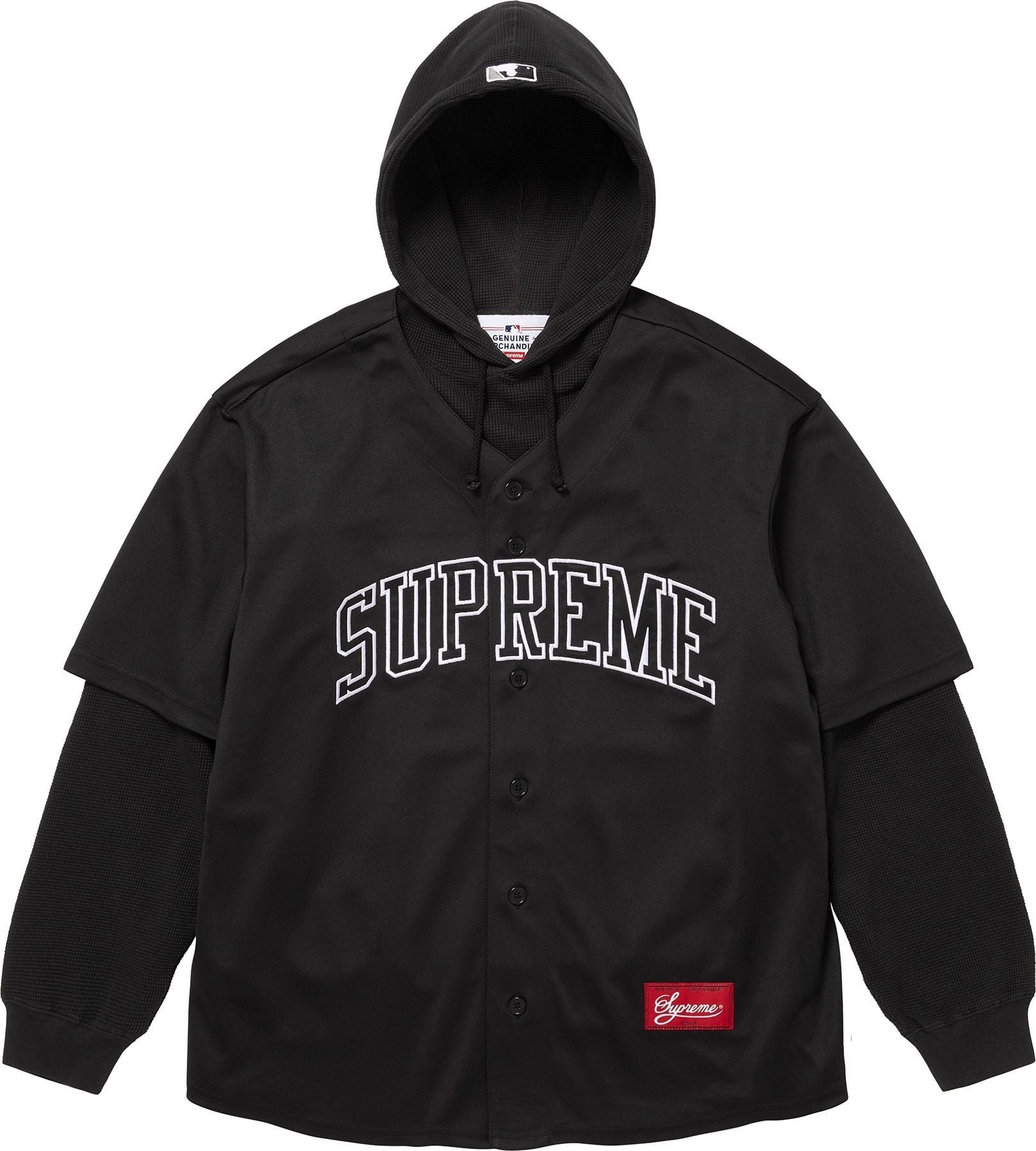 Supreme Chicago White Sox Hooded Baseball Jersey Black FW25 Size XL