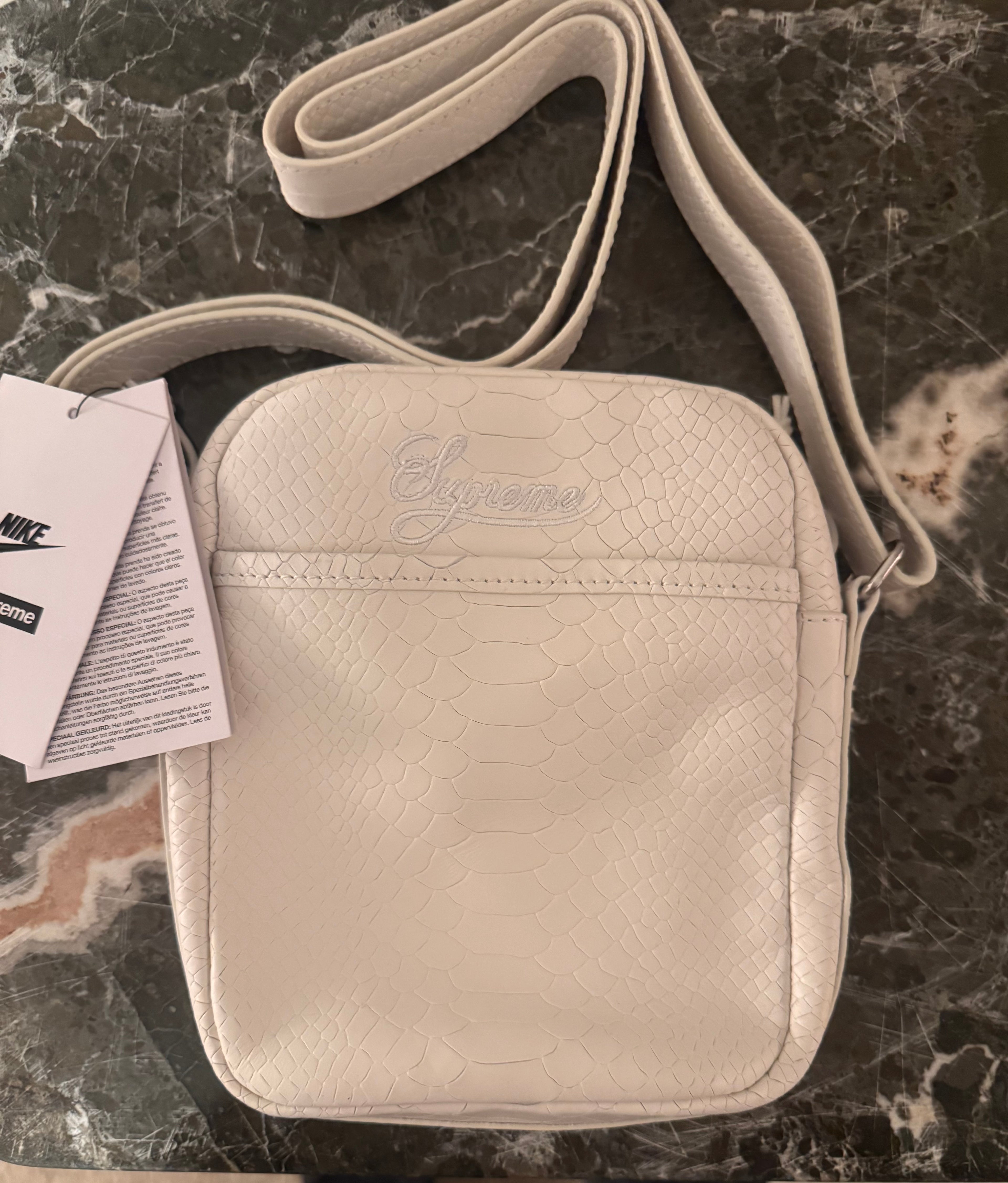 Nike x Supreme Snakeskin Shoulder Bag SS25 White