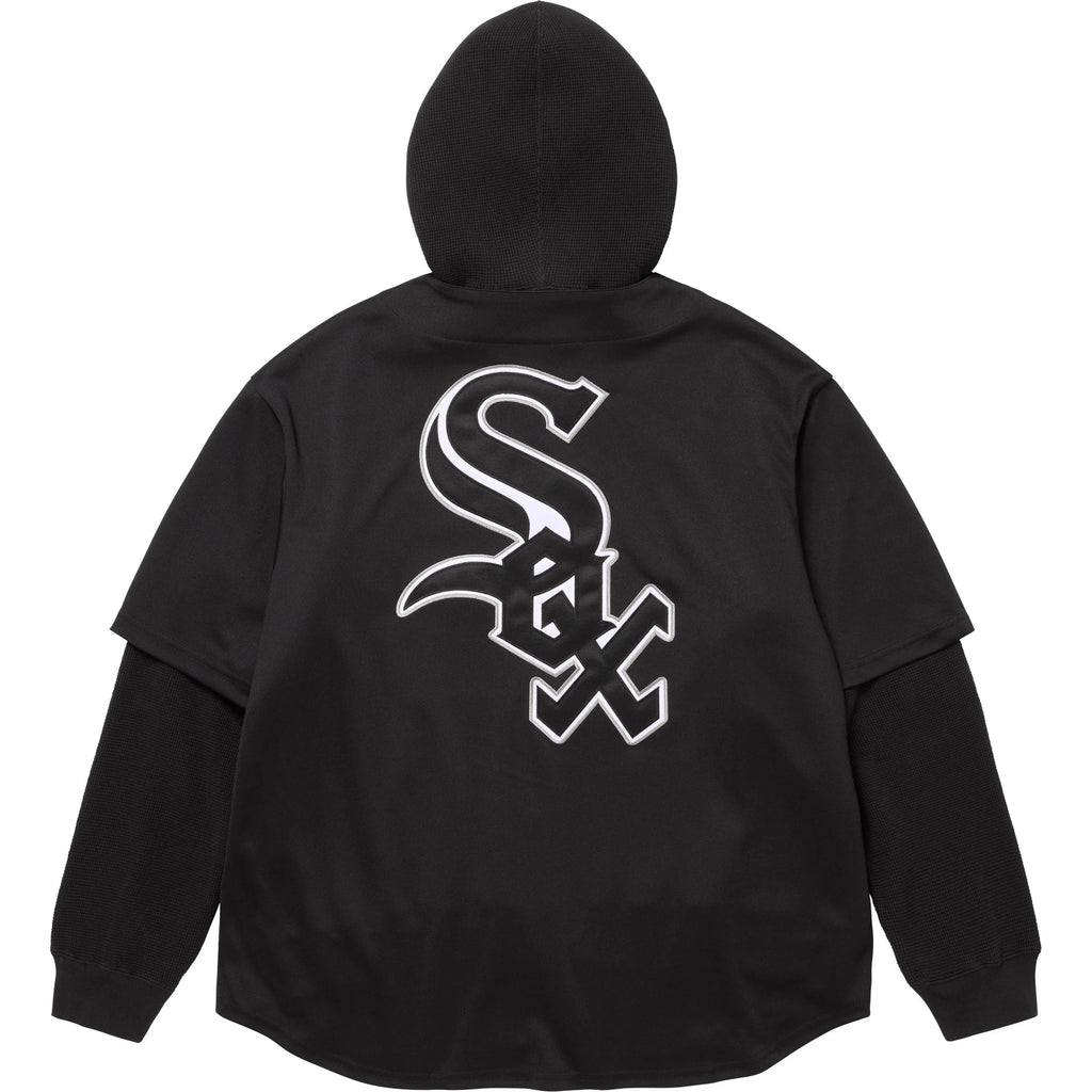 Supreme Chicago White Sox Hooded Baseball Jersey Black FW25 Size XL