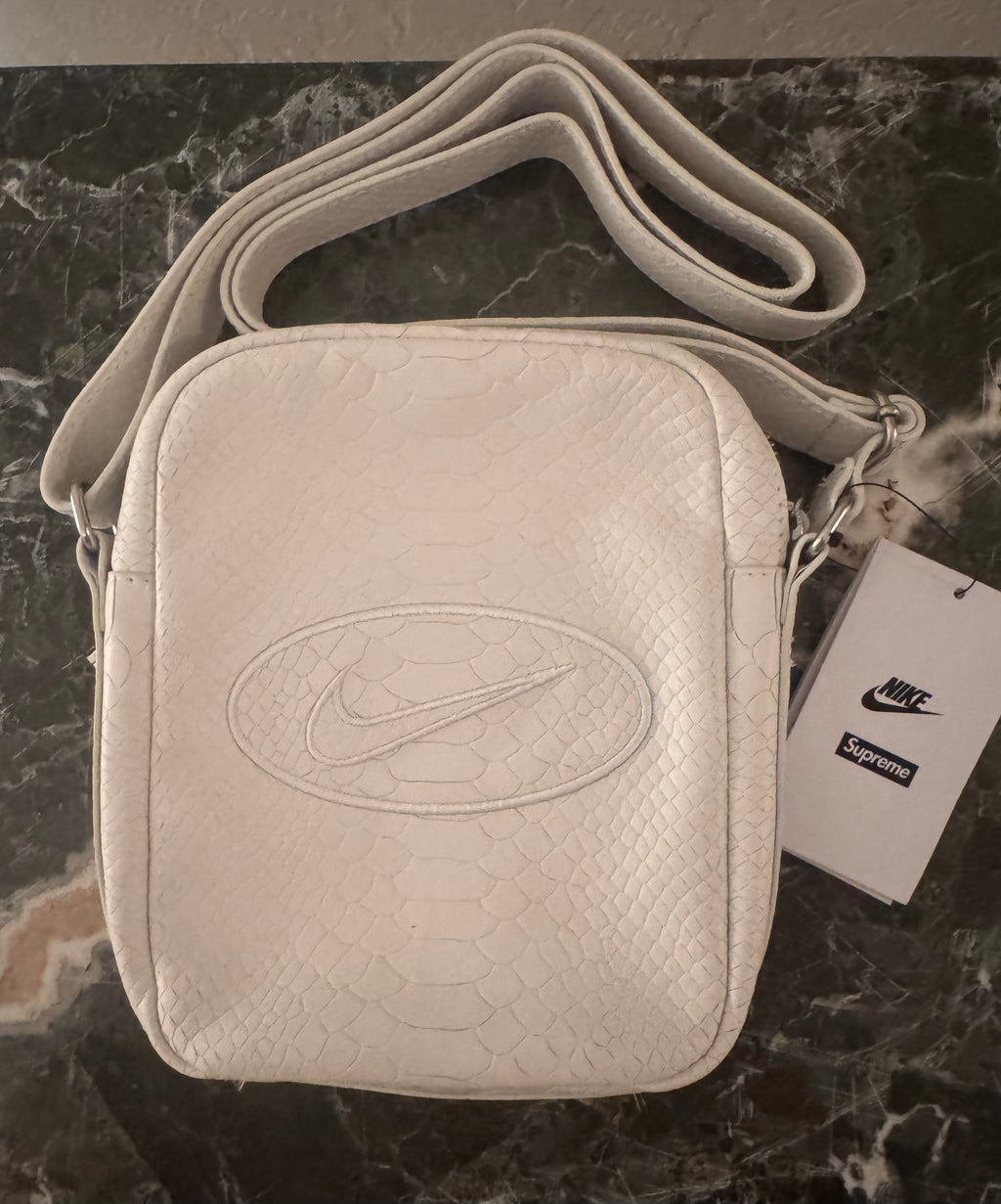 Nike x Supreme Snakeskin Shoulder Bag SS25 White