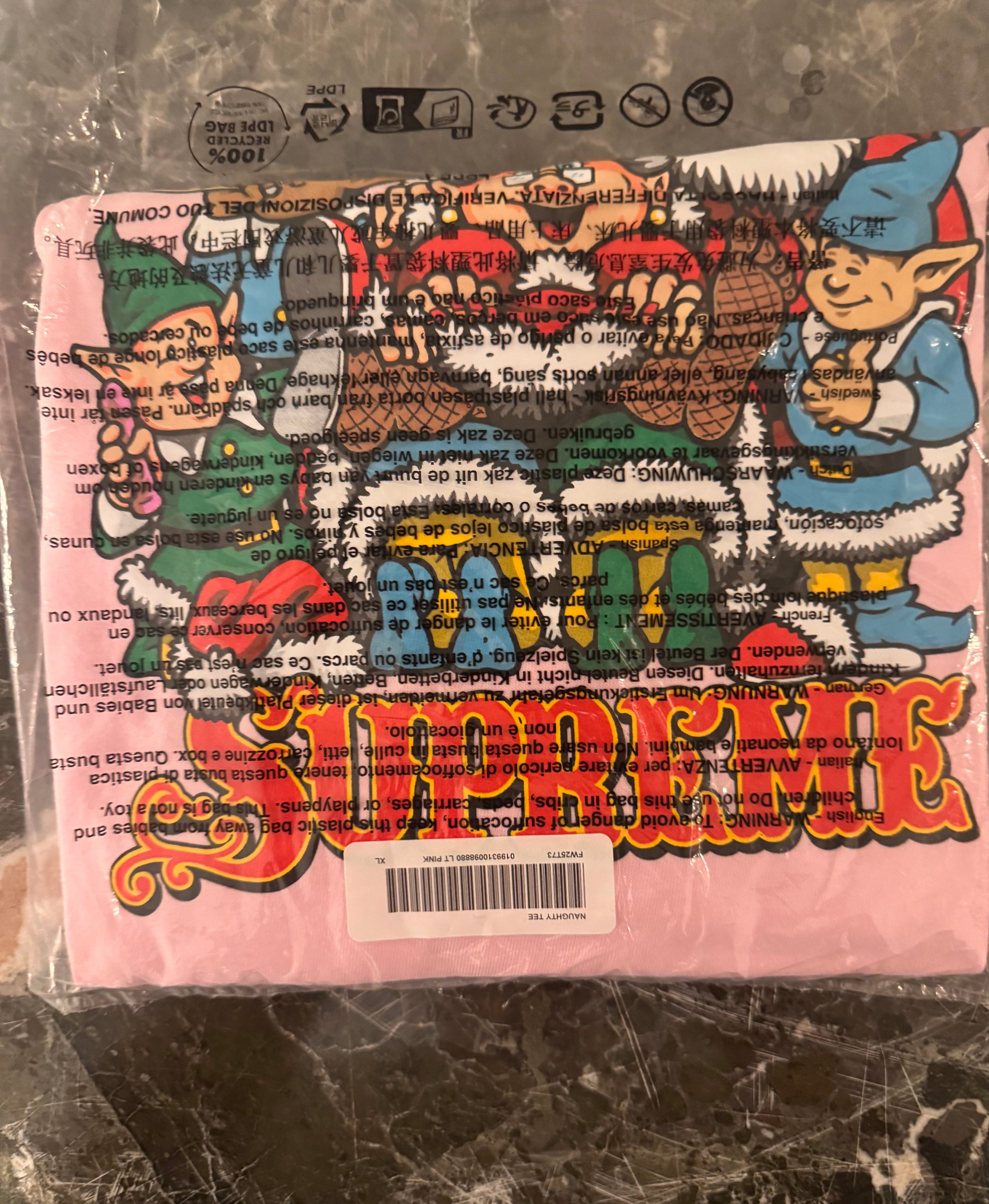 Supreme Naughty Tee Pink FW25 Size XL