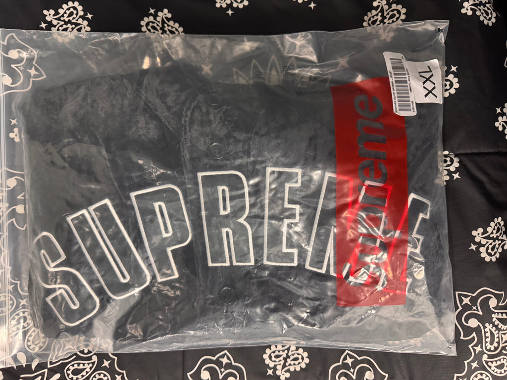 Supreme Velvet Baseball Jersey Black SS25 Size XXL