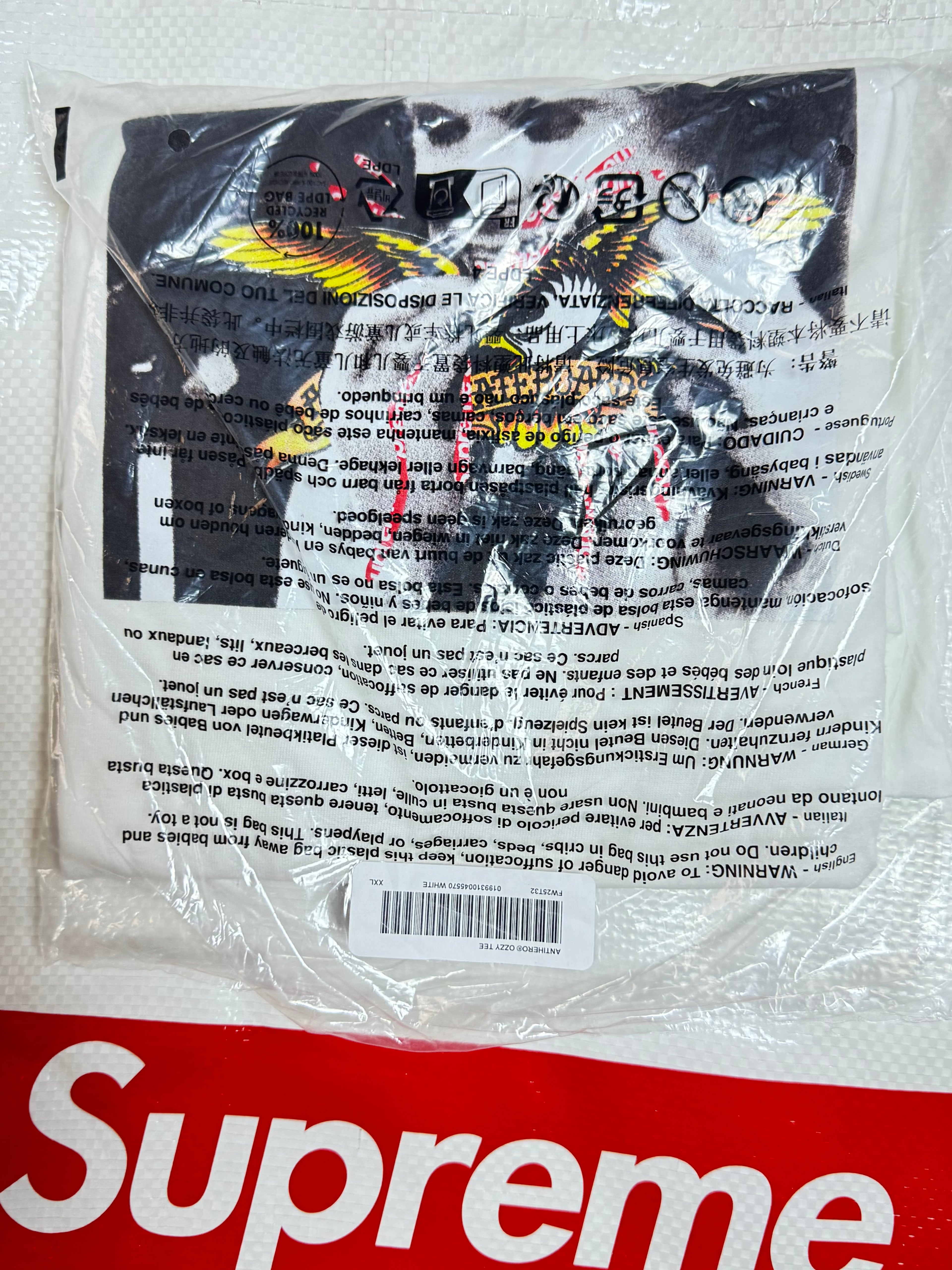 Supreme Antihero Ozzy Tee White XXL FW25 Authentic Brand New