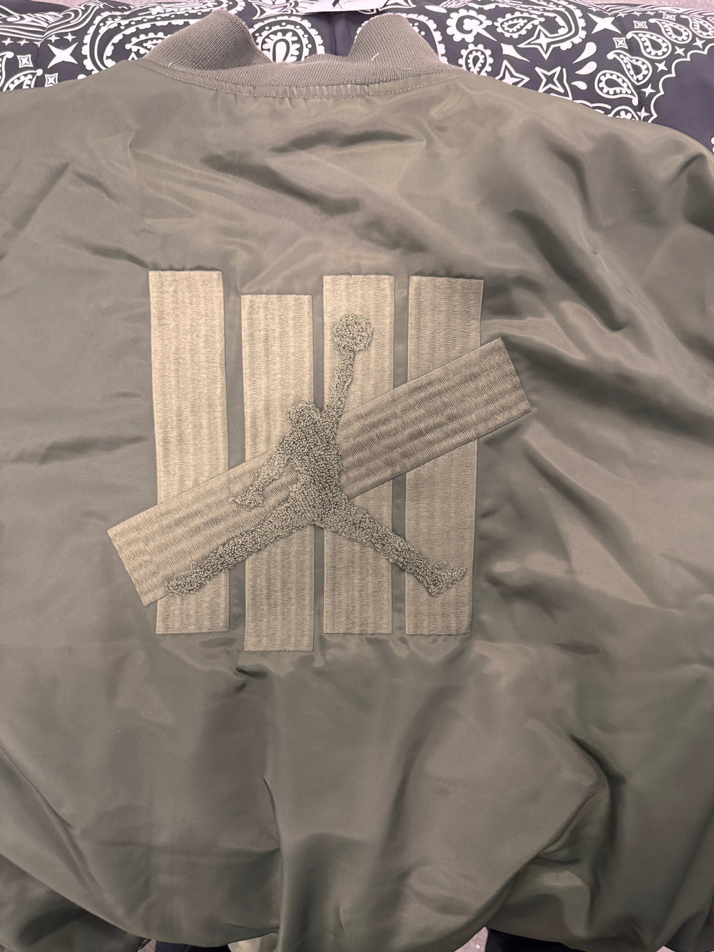 UNDEFEATED x Jordan Brand MA-1 Bomber Jacket Olive Size XXL