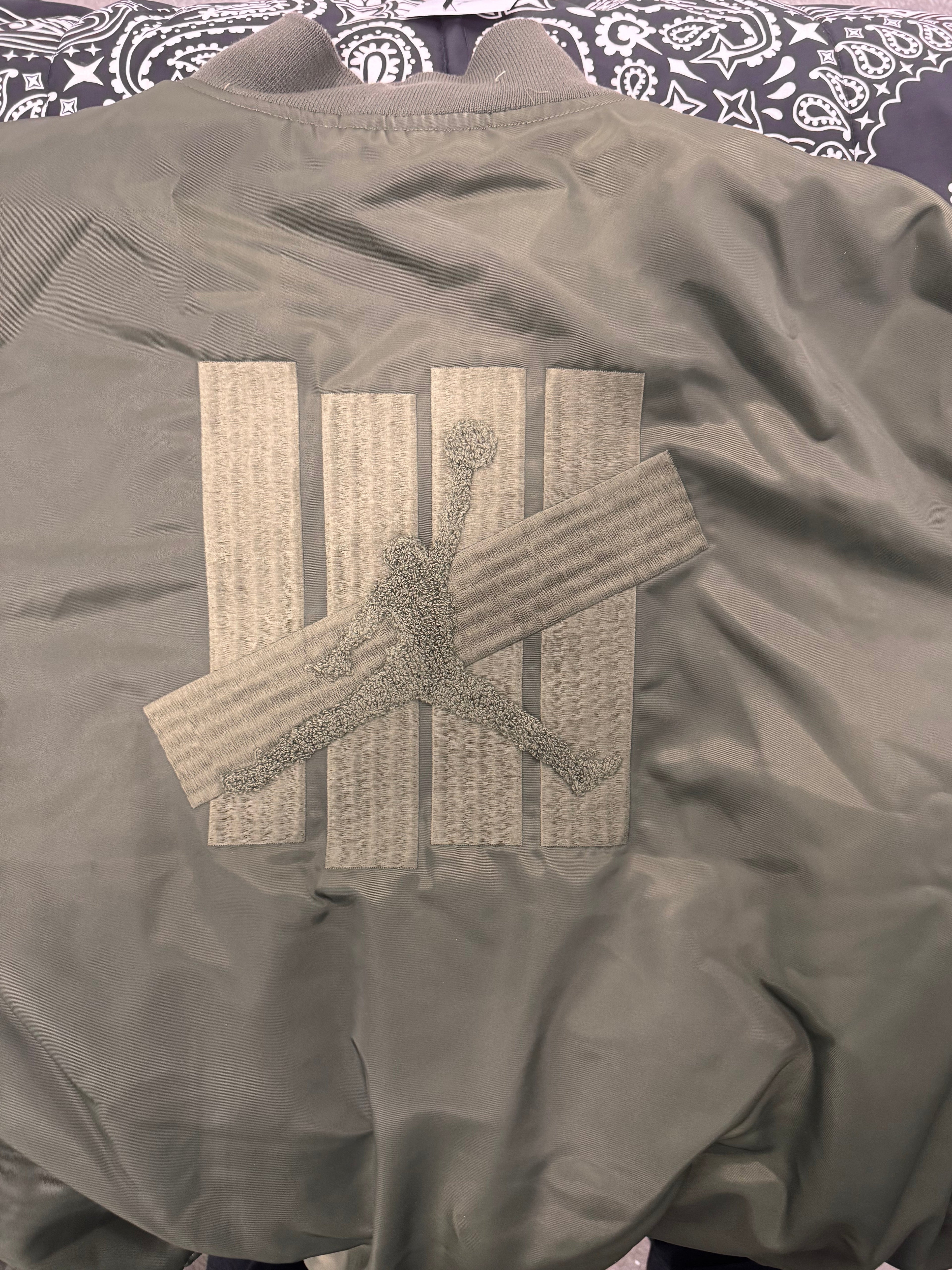 UNDEFEATED x Jordan Brand MA-1 Bomber Jacket Olive Size XXL