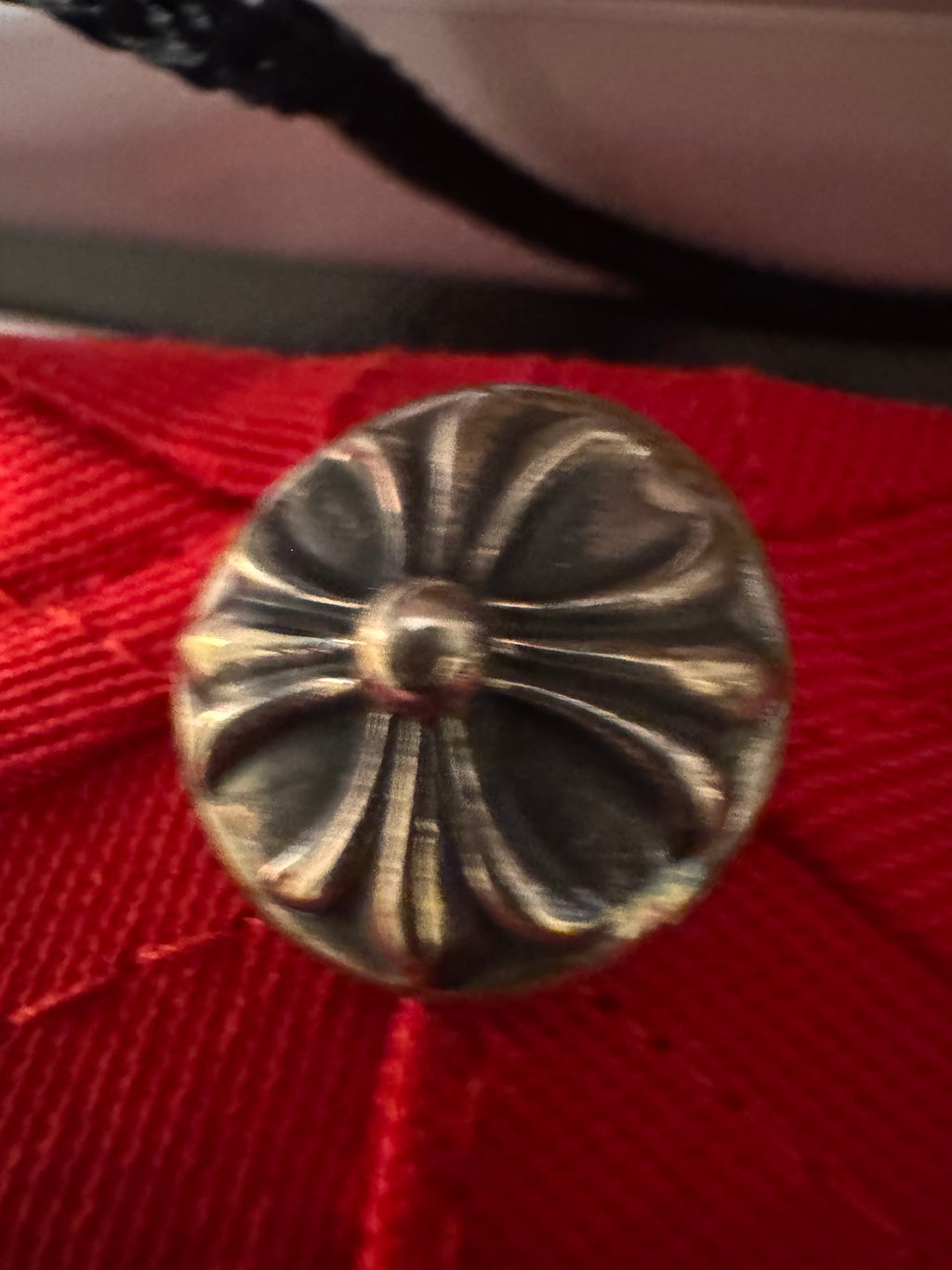 Chrome Hearts CH Logo Snapback Hat Sterling Silver Button Cherry Red Yellow embroidery