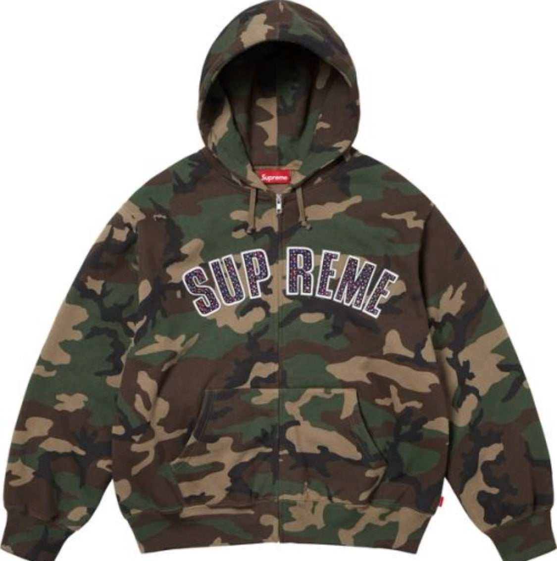 Supreme b.b. Simon® Zip Up Hooded Sweatshirt Woodland Camo SS25 Size XXL