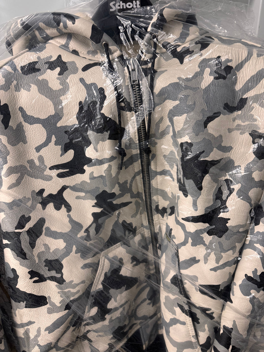 Supreme x Schott Shearling Hooded Work Jacket Snow Camo FW25