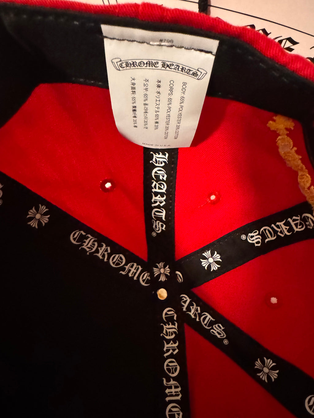 Chrome Hearts CH Logo Snapback Hat Sterling Silver Button Cherry Red Yellow embroidery