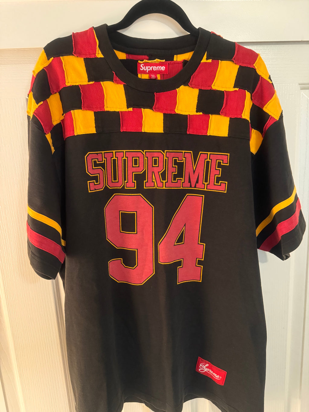 Supreme Patchwork Yoke Football Top FW24 Black XXL Authentic Deadstock Supreme Streetwear