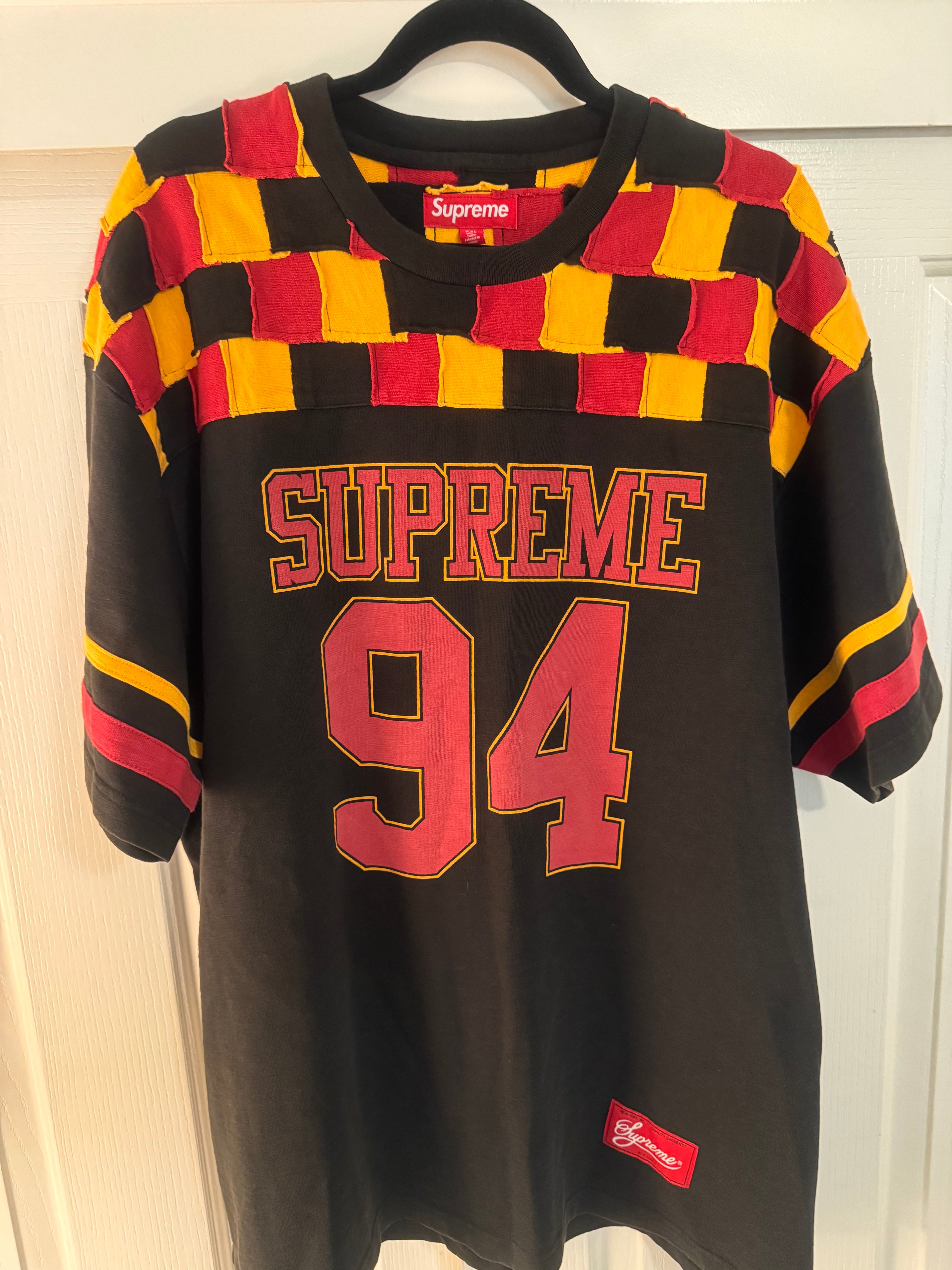 Supreme Patchwork Yoke Football Top FW24 Black XXL Authentic Deadstock Supreme Streetwear