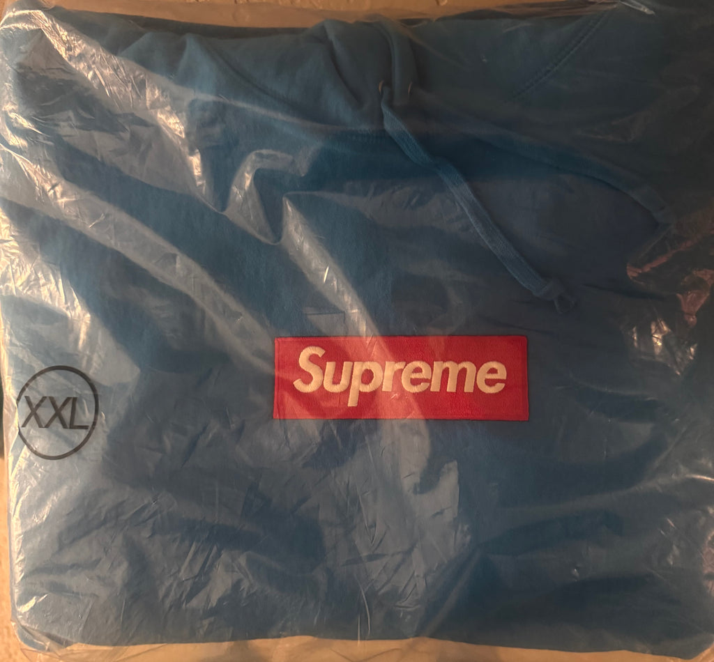 Supreme FW25 Box Logo Hooded Sweatshirt (Cyan) Size XXL