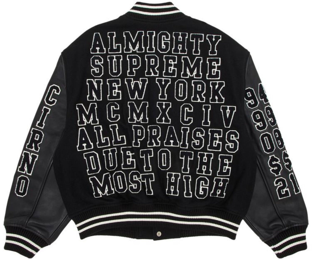 Supreme SS25 Praises Varsity Jacket – Black – XXL