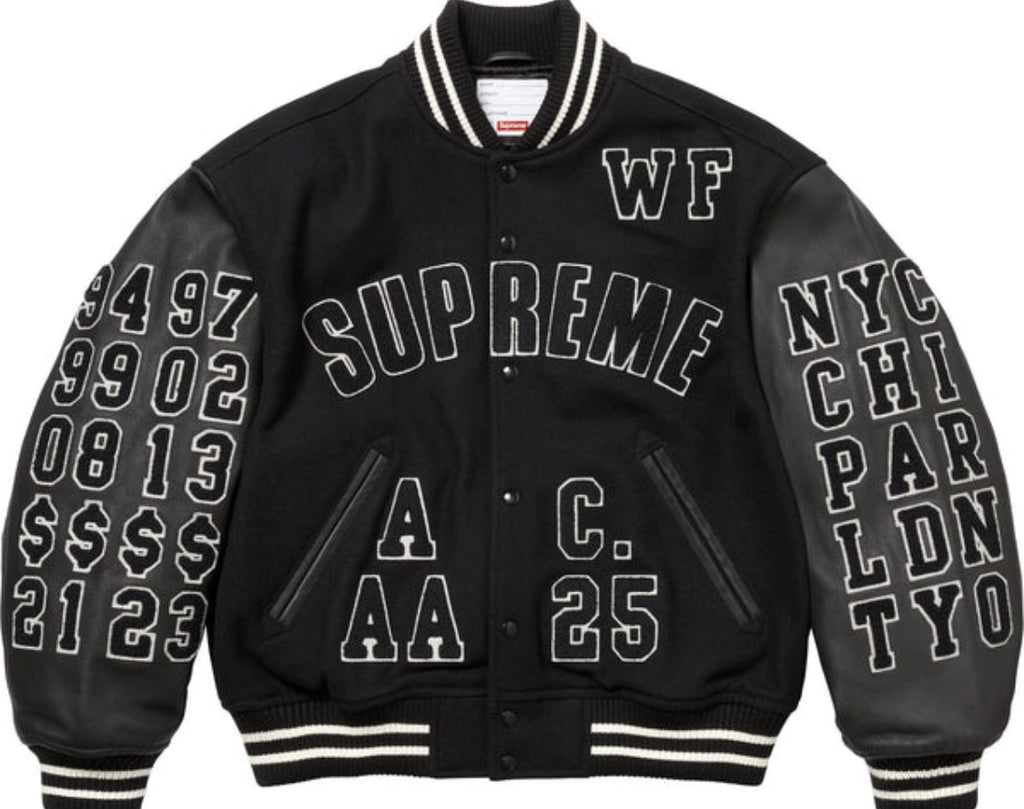 Supreme SS25 Praises Varsity Jacket – Black – XXL