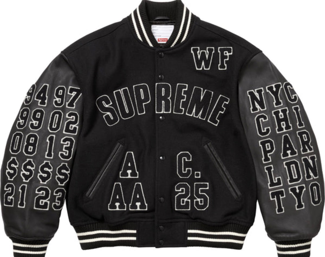Supreme SS25 Praises Varsity Jacket – Black – XXL