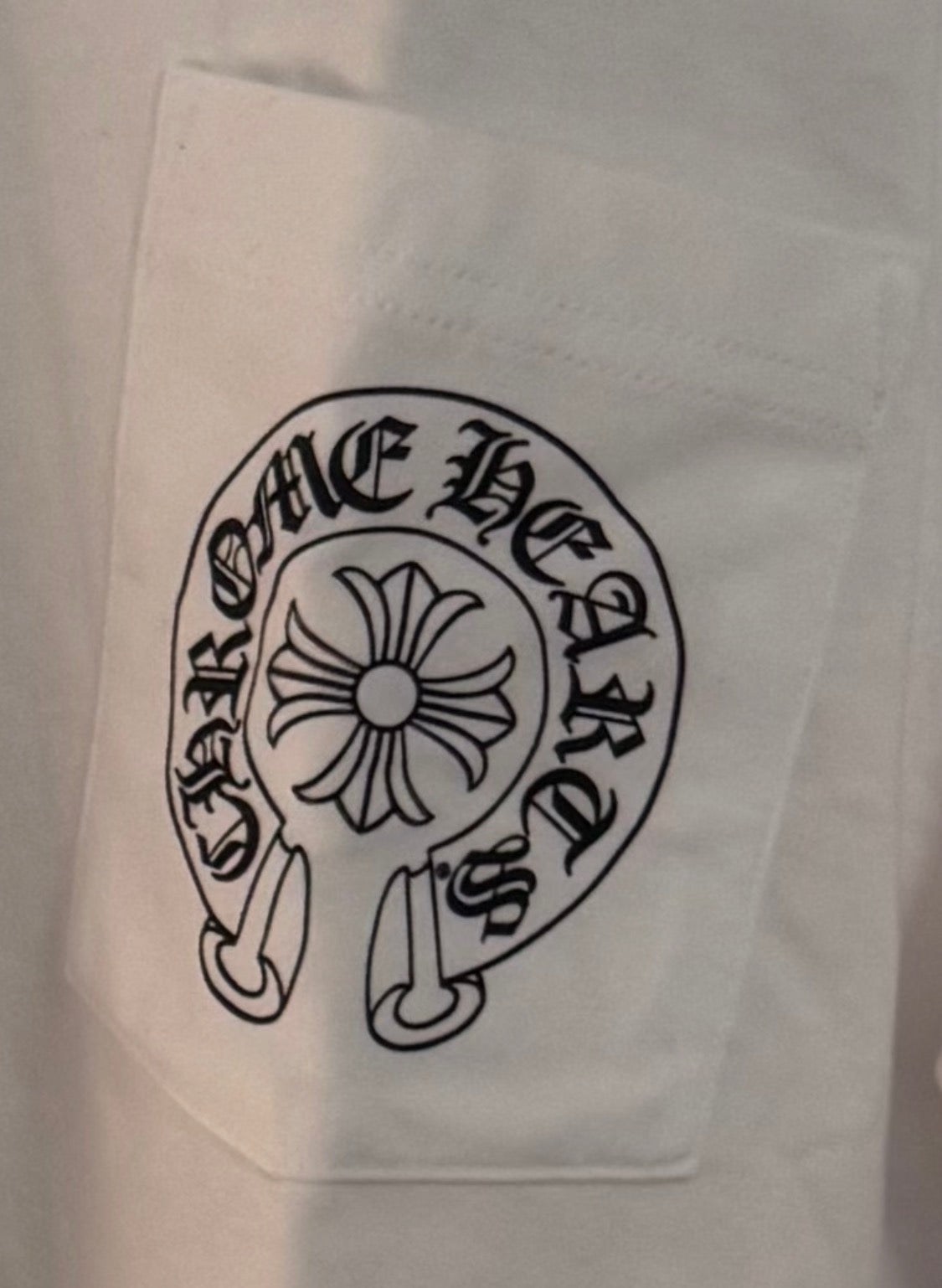 Chrome Hearts Las Vegas Horseshoe Pocket Crew T Shirt White Black Print Made In USA Size XL