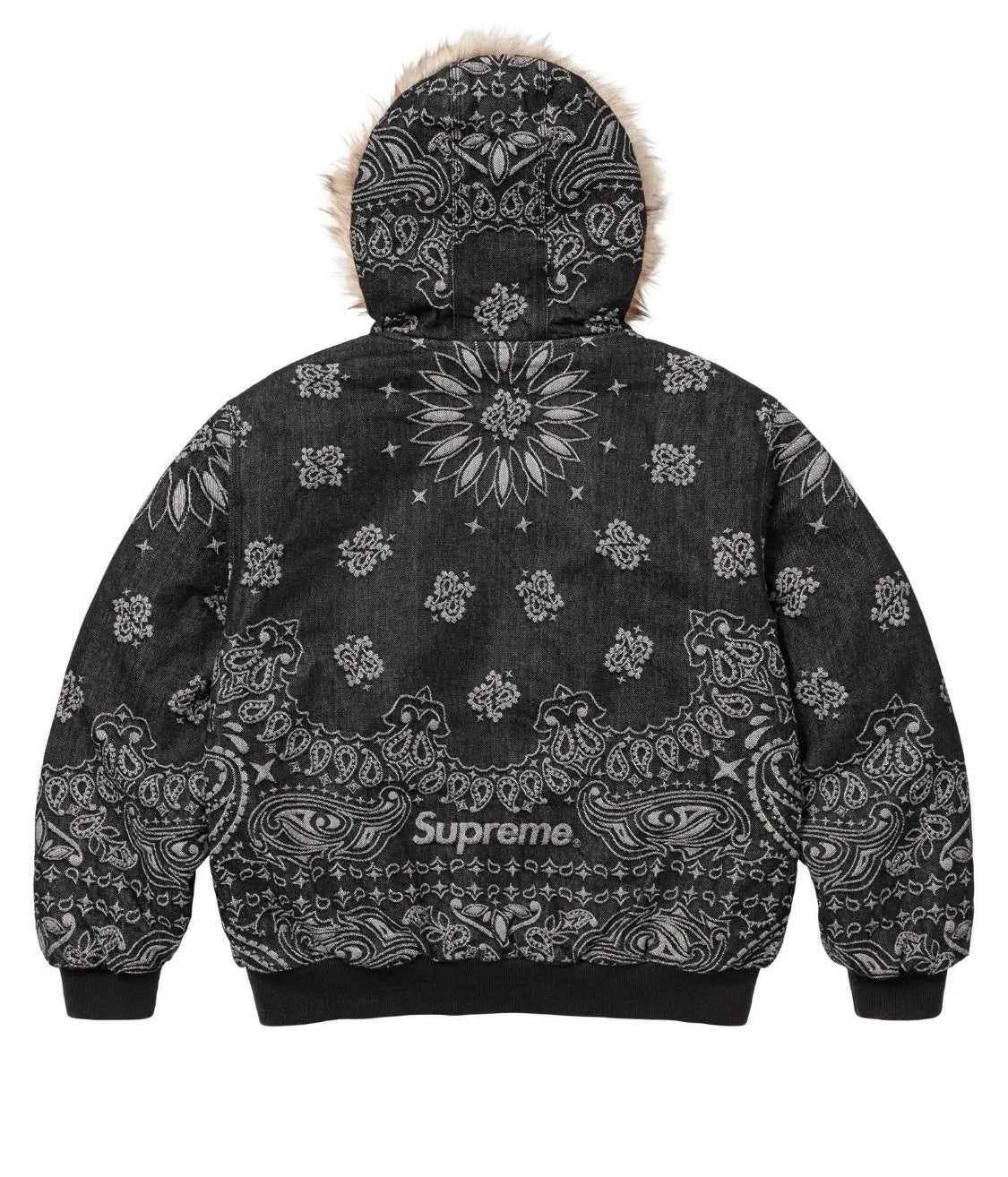 Supreme SS25 Bandana Jacquard Denim Hooded Work Jacket (BLACK) Size XXL