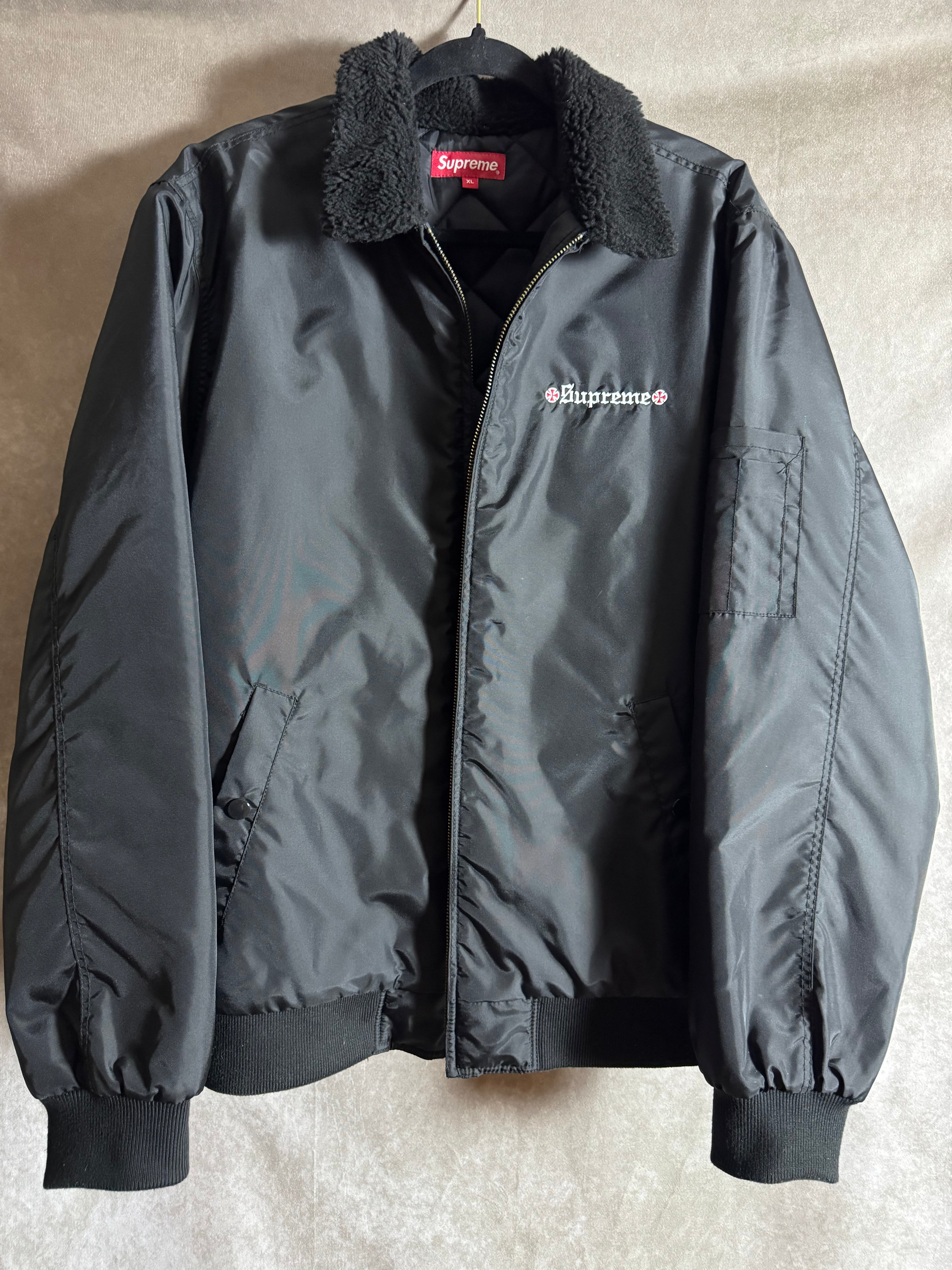 Supreme x Independent Fur Collar Bomber Jacket FW17 Size XL