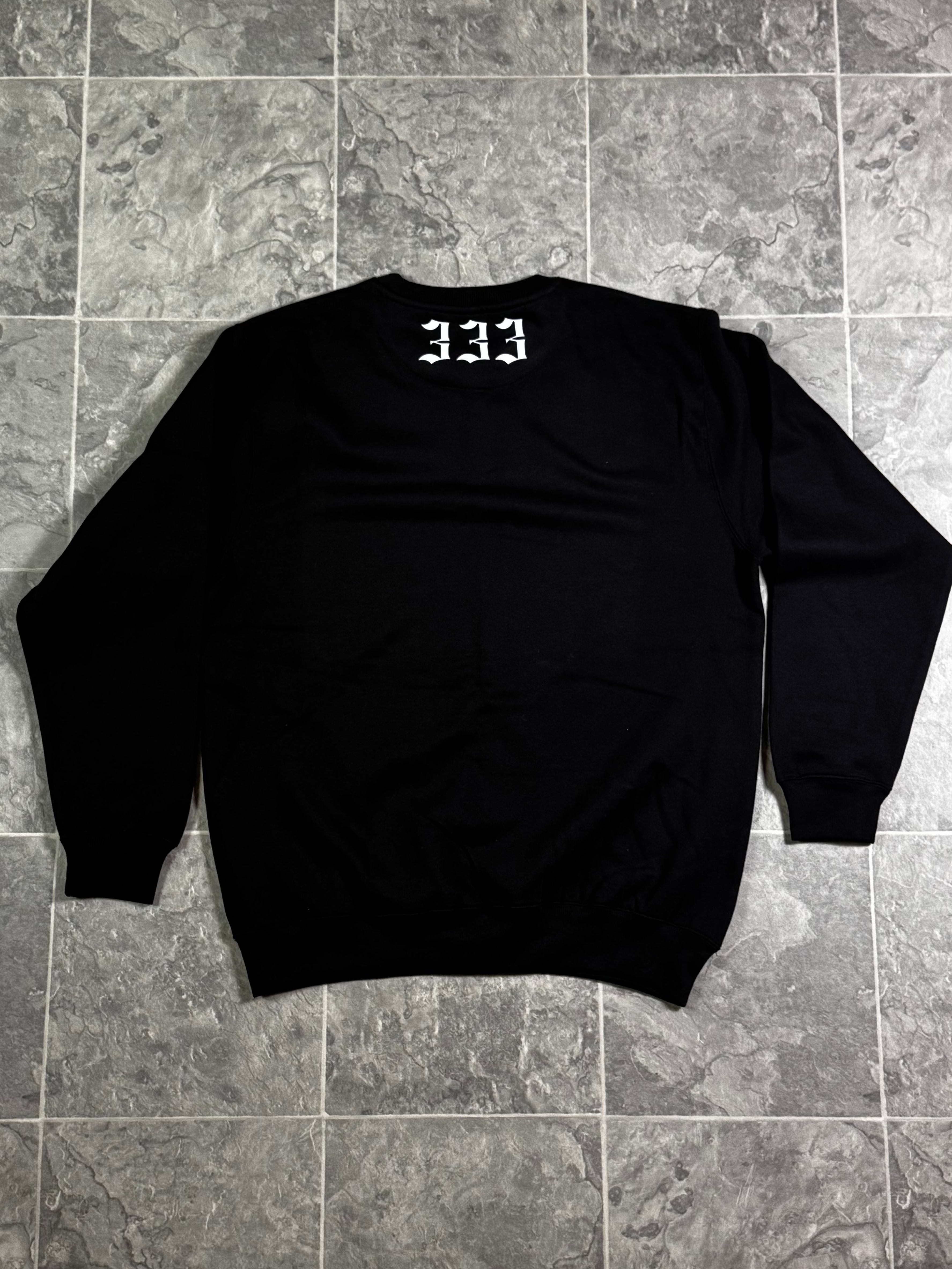 Saintrose Arc Logo Crewneck Sweatshirt Black 333 Back Print Heavyweight Streetwear Vaulthq