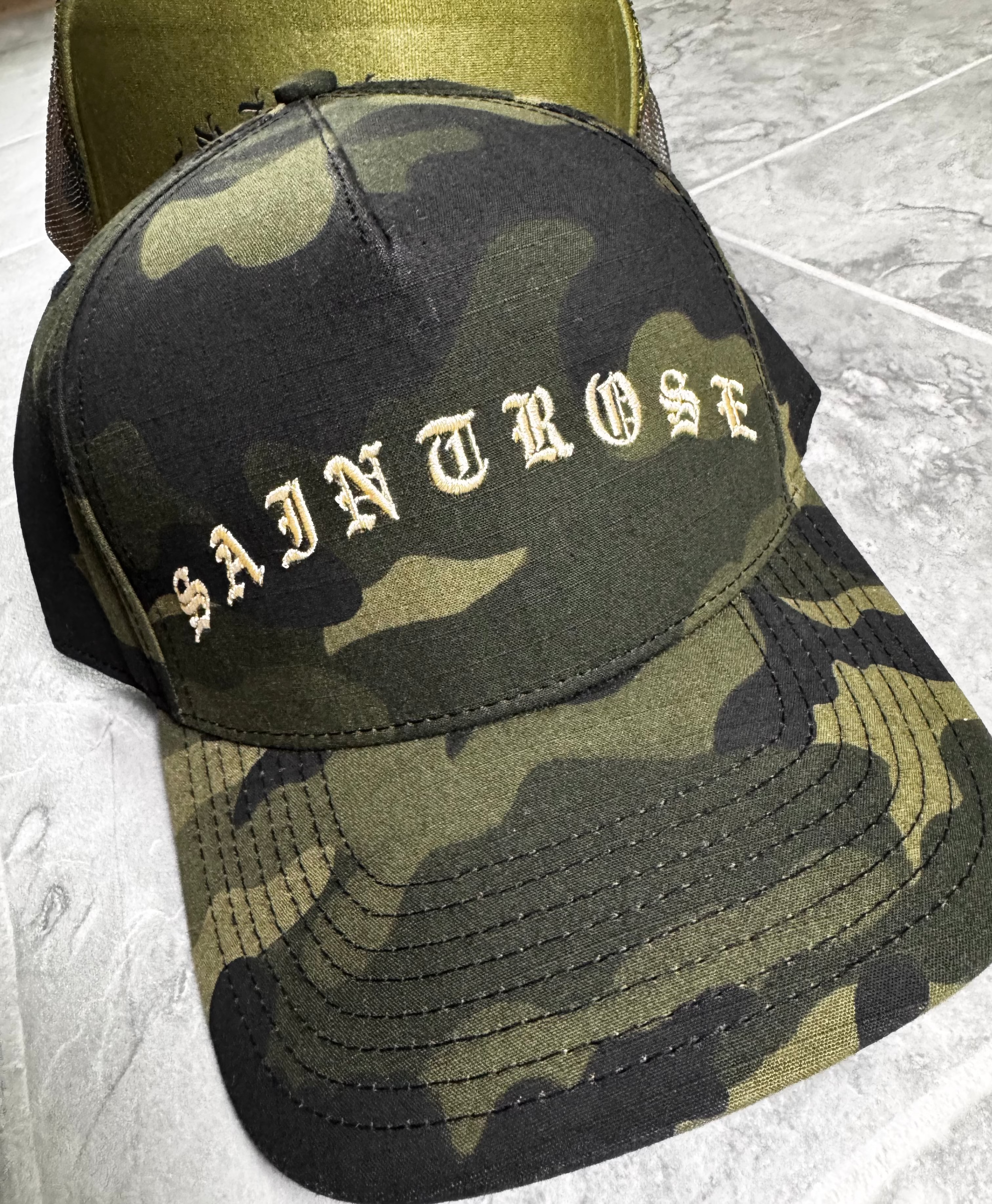 Saint Rose Premium Embroidered 5 Panel Camo Trucker Hat Snapback Vaulthq Exclusive