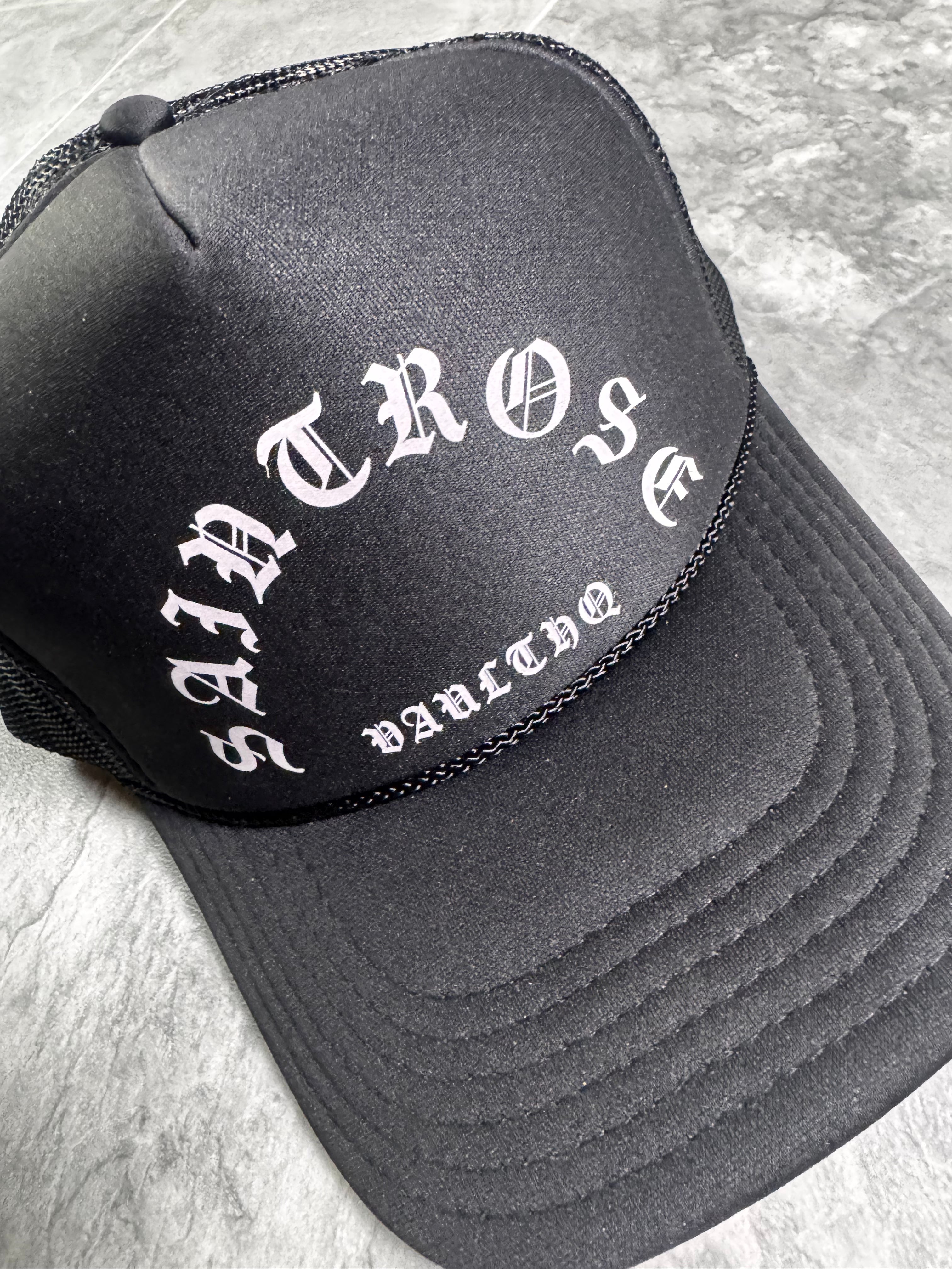 Saint Rose Gothic Embroidered Trucker Hat Black Snapback Vaulthq Exclusive