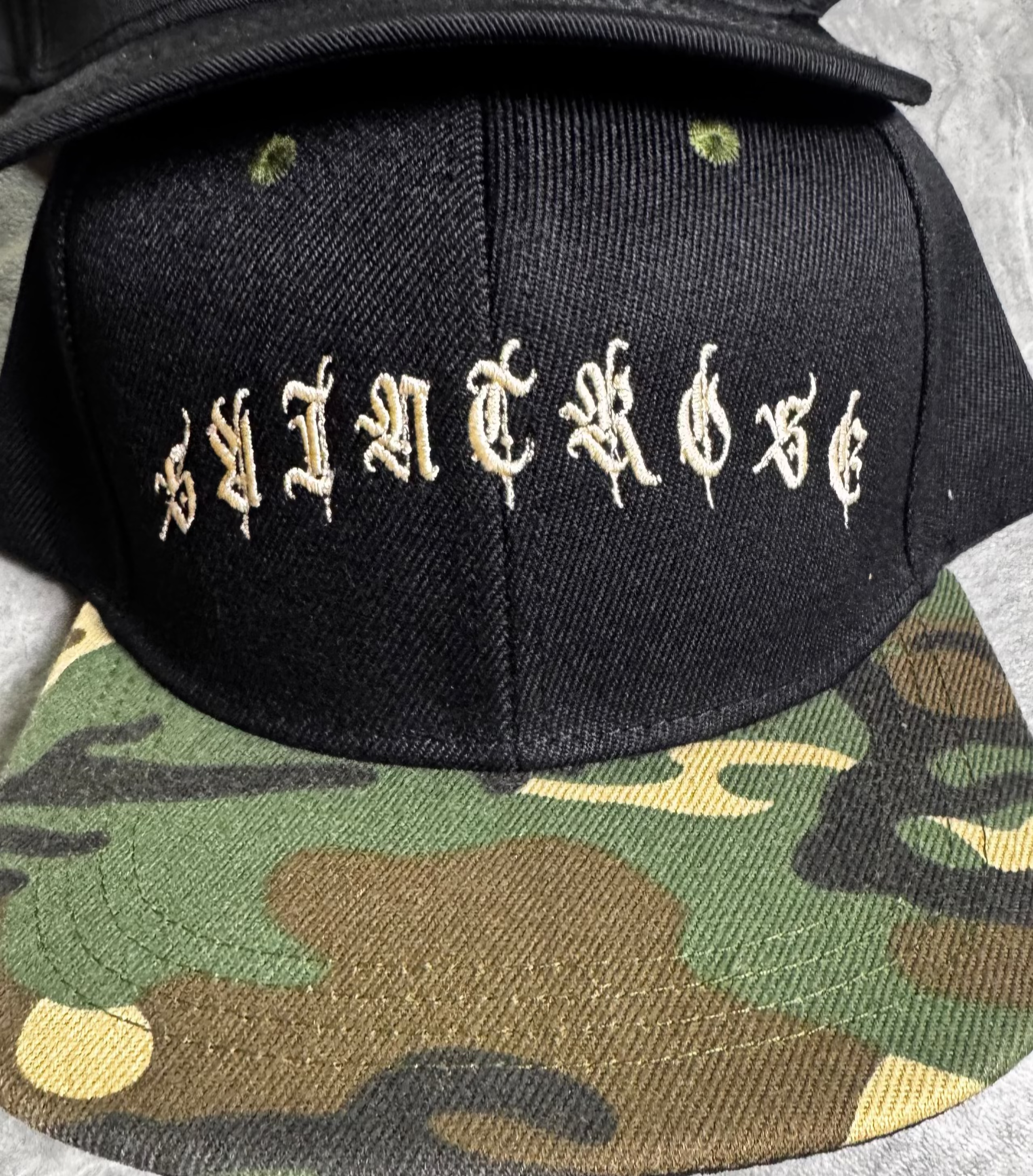 Saintrose Camouflage Six Panel Hat Embroidered Adjustable OS Streetwear Vaulthq Exclusive