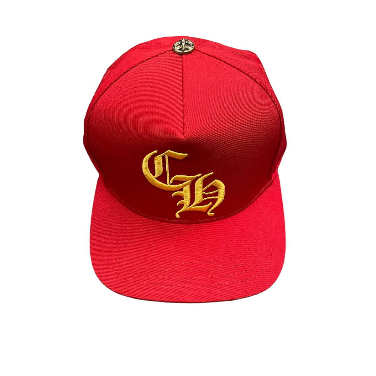 Chrome Hearts CH Logo Snapback Hat Sterling Silver Button Cherry Red Yellow embroidery